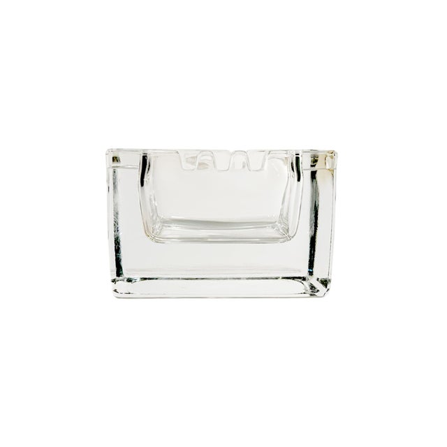 Glass Vintage Mid Century Modern Rectangular Crystal Ashtray For Sale - Image 7 of 8
