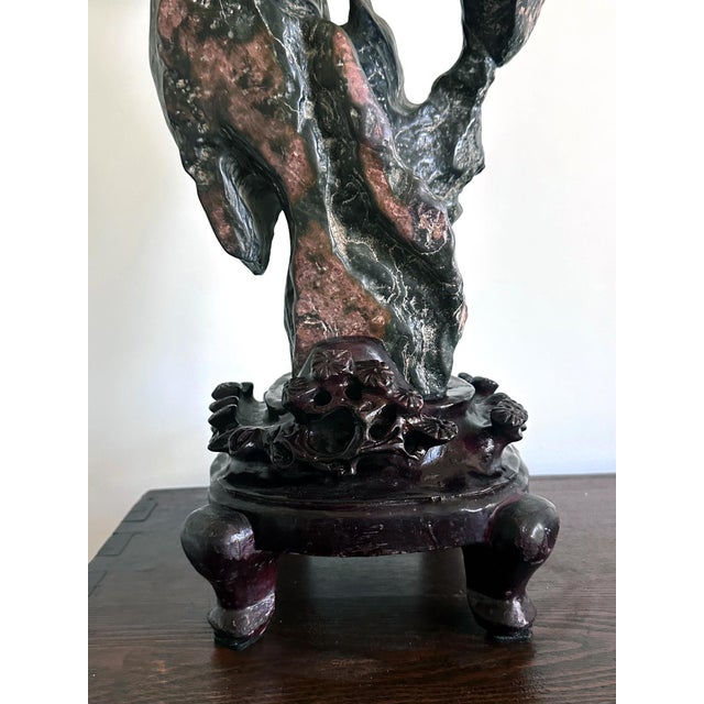 Asian Large Chinese Scholar Rock Lingbi Stone on Display Stand For Sale - Image 3 of 18