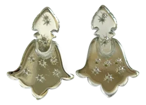Rare 1980s Christian Lacroix Mirrored Acrylic Cookie Cutter Ornament Earrings