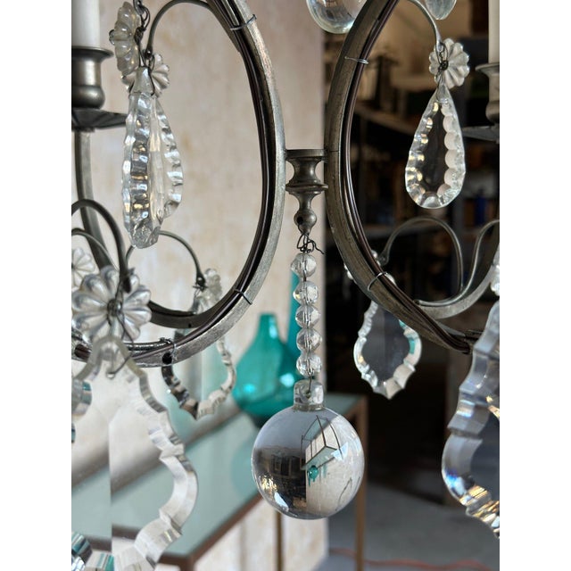 Small French Chandelier With Glass Pendants and Decorations For Sale - Image 12 of 12