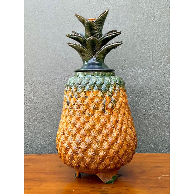 Vintage Hilario Alejo Madrigal Terracotta Pineapple Jar For Sale In West Palm - Image 6 of 12