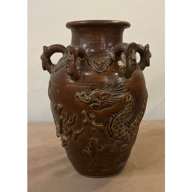Chinese Antique Chinese Martaban Stoneware Storage Jar. For Sale - Image 3 of 6