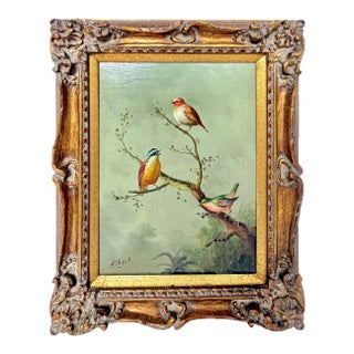 Signed Vintage Wild-Bird Oil Painting by Jeanine Albert For Sale