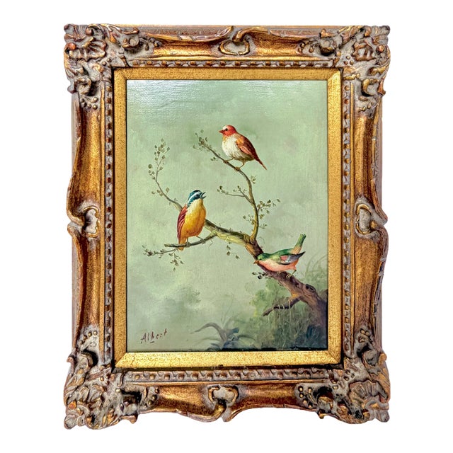Signed Vintage Wild-Bird Oil Painting by Jeanine Albert For Sale