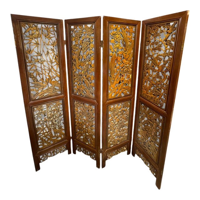 Vintage Wood Bird Screen For Sale