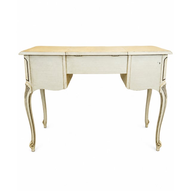 Vintage french provincial vanity desk. This is a 20th mid century French provincial / Louis XV revival. It has a curved...