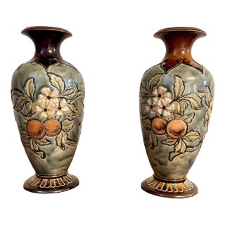 Vases by Eliza Simmance for Doulton Lambeth, 1884, Set of 2 For Sale