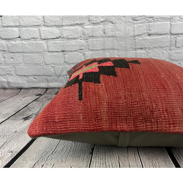 20 x 20 Kilim Pillow Turkish Cushion Natural Design Pillow Cushion Cover For Sale - Image 4 of 4