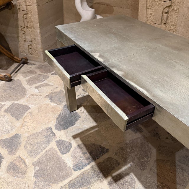 Parsons Metal Wrapped Desk Writing Table Modern For Sale In San Diego - Image 6 of 9