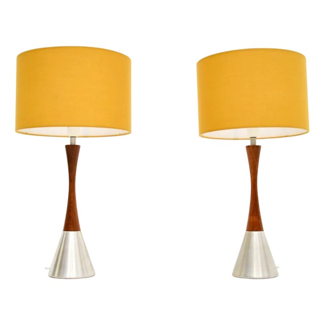 Vintage Swedish Steel Table Lamps from Bergboms, 1960, Set of 2 For Sale