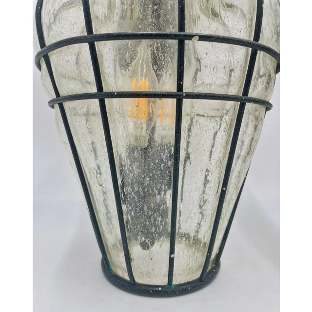 Pair Murano Style Outdoor Wall Sconces Caged Glass Lanterns, March 2001 For Sale - Image 11 of 18