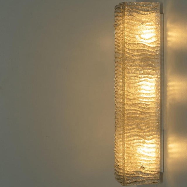 Structured Glass and White Metal Wall Light from Kaiser Leuchten, 1960s For Sale - Image 8 of 16