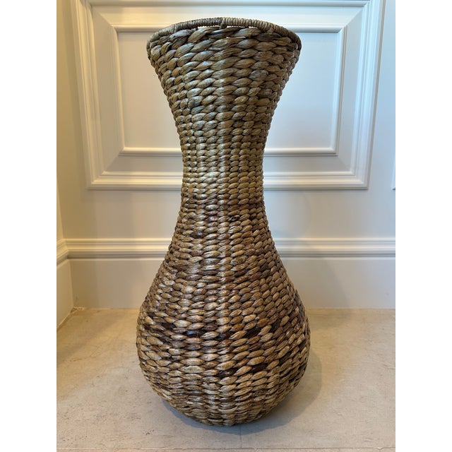 Vintage 22” Natural Woven Seagrass Vase For Sale - Image 10 of 13