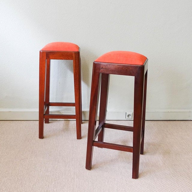 This pair of stools were designed and produced in Portugal, during the 1960's. They are made of solid mutenye, and were...