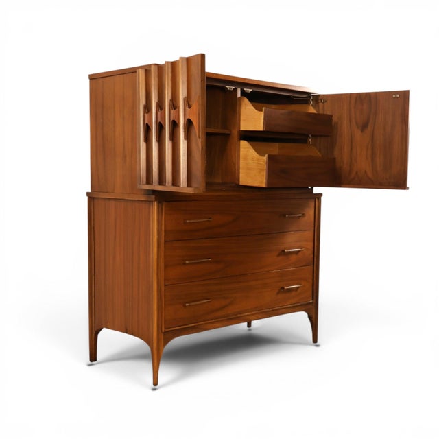 Kent Coffey Perspecta Vintage Mid Century Modern Highboy Dresser Armoire C. 1960s For Sale - Image 10 of 13
