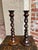 Antique English Oak Open Barley Twist Candlesticks Jacobean Pair C1860 12.5” For Sale - Image 13 of 18