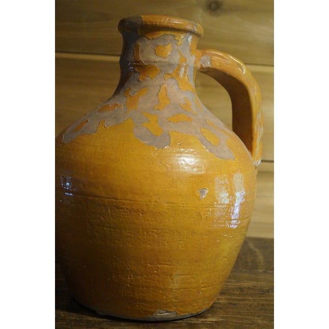 Yellow Rustic French 20th Century Pottery Jug With Yellow Glaze For Sale - Image 8 of 11