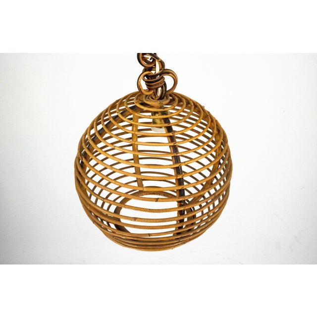 Vintage Italian Bamboo Sphere Chandelier, 1950s For Sale - Image 9 of 13