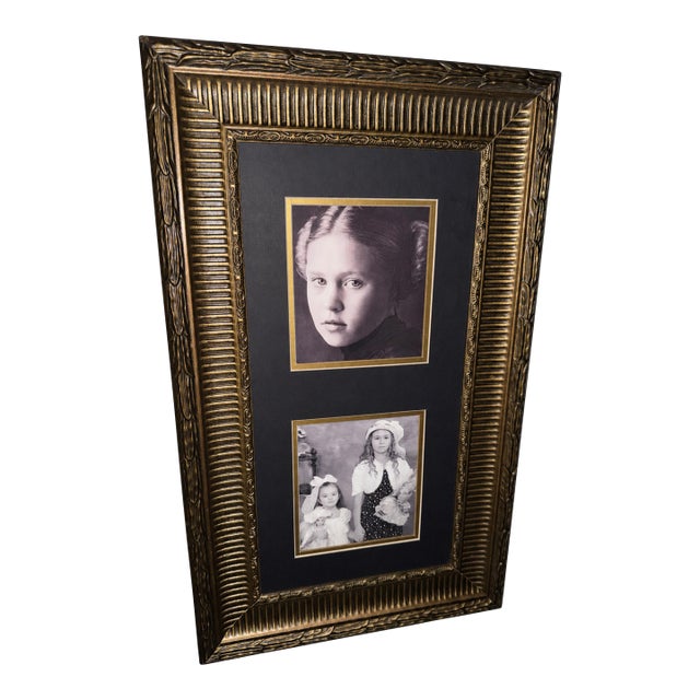 Framed Halloween Lenticular Hologram Double Portrait in Ornate Antique Gold Frame For Sale