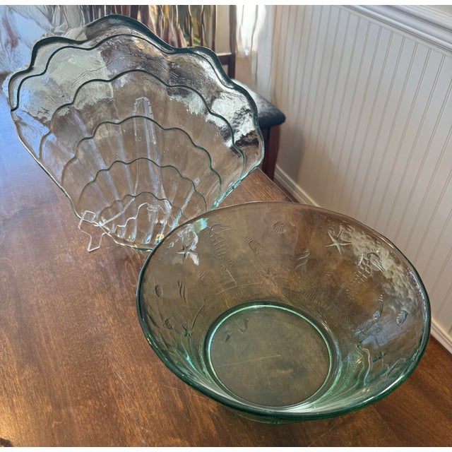 Coastal Seashell Bowl With Shell Serving Tray For Sale - Image 9 of 12