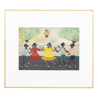 Heitor Dos Prazeres, Children with Balloon, 1964, Oil on Canvas For Sale