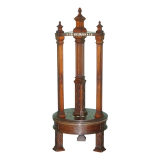 Victorian Chippendale Hardwood Revolving Billiard Cue Stand, 1880 For Sale