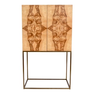 Burl Wood Dry Bar Cabinet After Milo Baughman For Sale