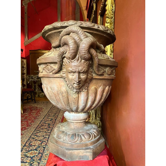 Large 17th Century Antique Terracotta Jardinière with Medusa Handle, Italy For Sale - Image 15 of 18