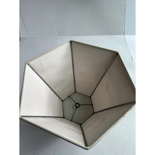 Ivory Vintage Hexagon Lampshade With Acorns and Acorn Leaf Fabric For Sale - Image 8 of 8