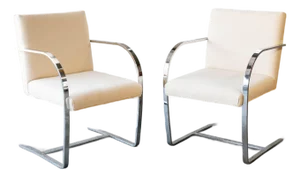Vintage Mies Van Der Rohe Attr. Brno Flat Bar Chairs - A Pair