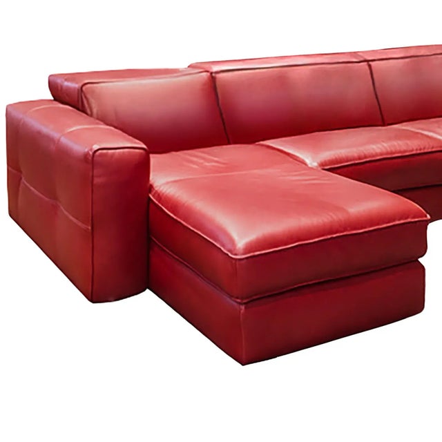 2010s Burgundy Red Leather Sectional Reclining Sofa For Sale - Image 5 of 5