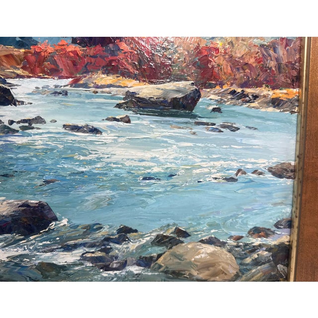Blue Vintage Original Connie J Boswell 2side Oil Painting Landscape River Expressive Realism For Sale - Image 8 of 18