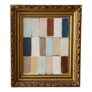 Large Original Framed Abstract Painting in Antique Gold Gilt Frame For Sale