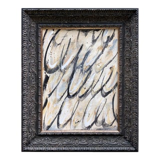 Scribble Abstract Painting in Vintage Black Frame For Sale