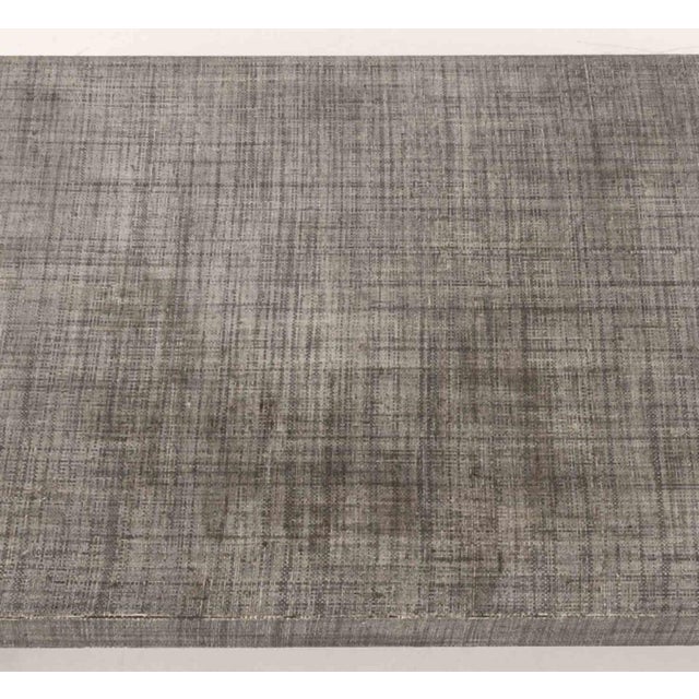 Late 20th Century Karl Springer Style Gray Grasscloth Coffee Table For Sale - Image 5 of 9