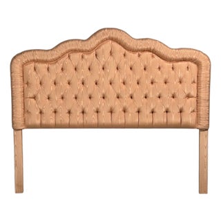 Traditional, Kingsize Tufted Headboard, Scalamandré Pink Silk, Usa, 1960s For Sale