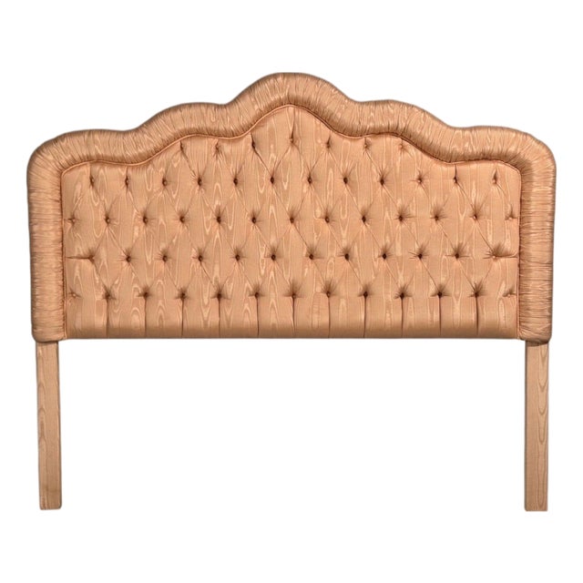 Traditional, Kingsize Tufted Headboard, Scalamandré Pink Silk, Usa, 1960s For Sale