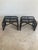 Wood Mid Century Black Rattan Accent Tables in Chevron Pattern - A Pair For Sale - Image 7 of 11