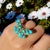 Metal Nina Zhou Butterfly Turquoise Diamond Cocktail Ring in 14k Yellow Gold, size 9 For Sale - Image 7 of 12