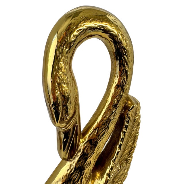 Brass 1990s Virginia Metalcrafters Historic Charleston Solid Brass Swan Doorstop - 15" For Sale - Image 8 of 8