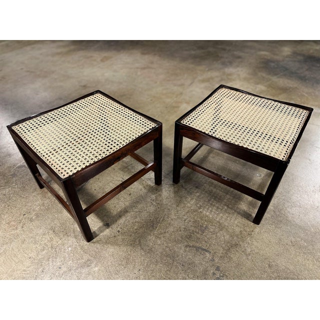 Wood Pair of Brazilian Modern Stools in Rosewood and Cane, Liceu De Artes, 1960s For Sale - Image 7 of 15