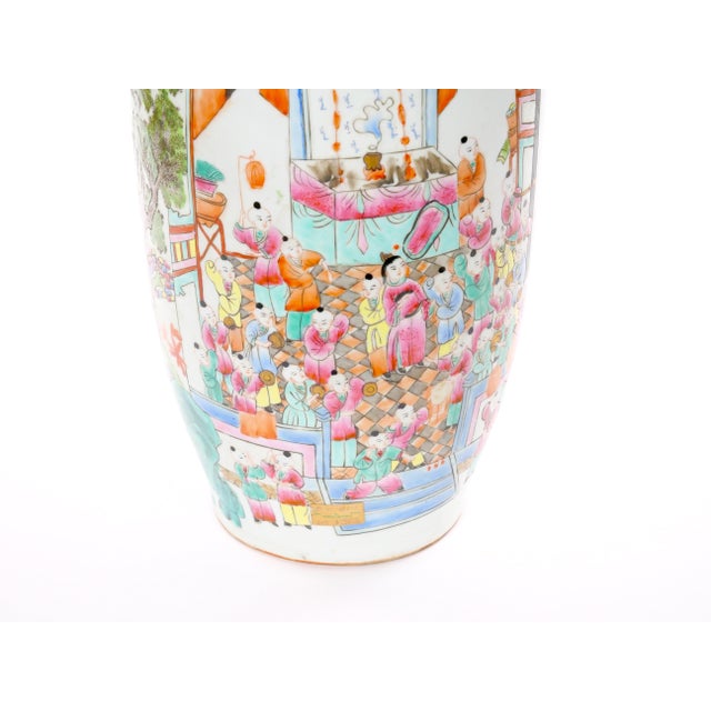 Rose Early 20th Century Chinese Export Famille Rose “100 Boys” Porcelain Floor Vase For Sale - Image 8 of 14
