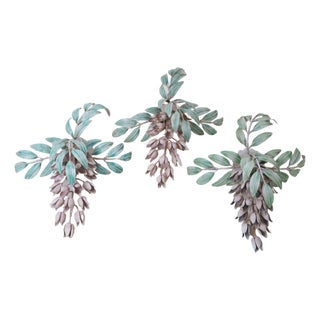 Hand-Painted Wisteria Flower Wall Lamps by Hans Kögl, 1970s, Set of 3 For Sale