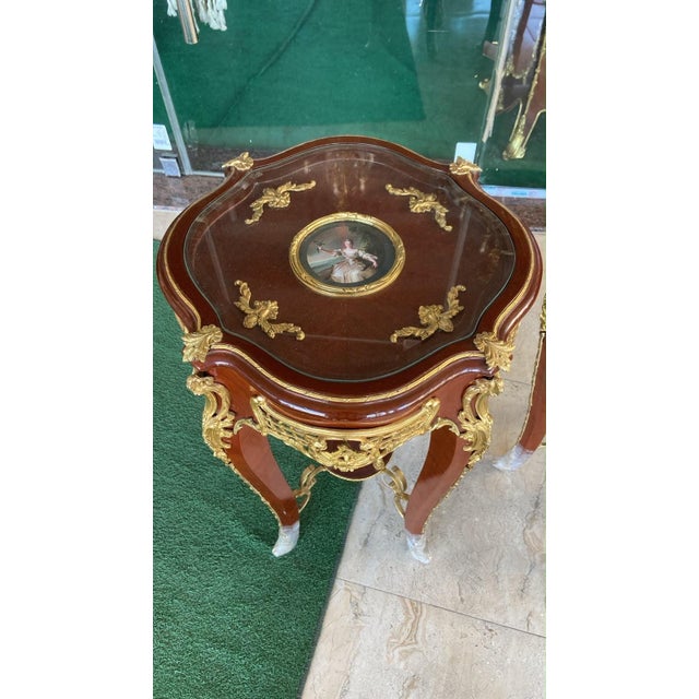 1960s 1960s Pair of French Louis XV End Tables | Mahogany & Gilt Bronze Side Tables For Sale - Image 5 of 5