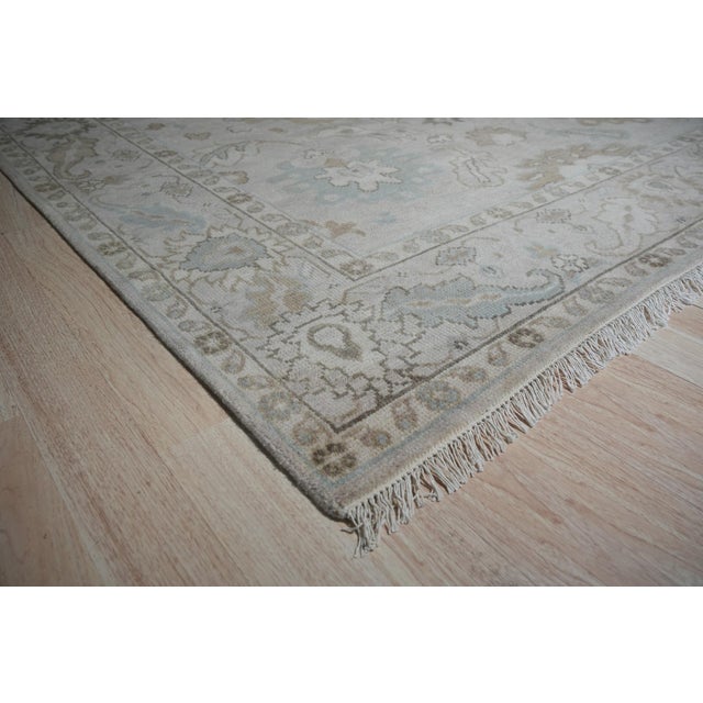 Contemporary 8x10 Traditional Floral Tessa Beige Handknotted Wool Nain Carpet Rug For Sale - Image 3 of 7