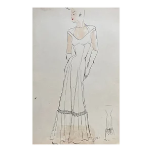 1950s Jimmy Anderson Evening Dress Fashion Watercolor