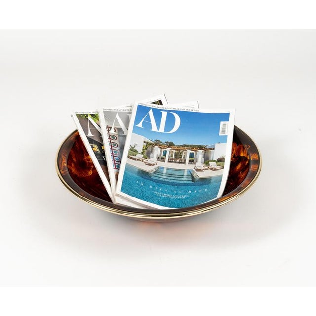 Bowl in Tortoiseshell Effect Acrylic Glass and Brass in the style of Christian Dior, Italy, 1970s For Sale - Image 6 of 11