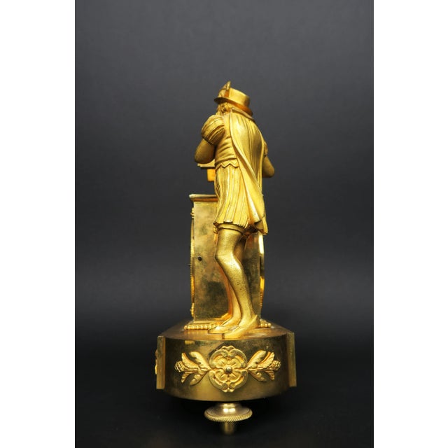 Early 19th Century Directoire Gilt Bronze Clock of a Musician, Circa 1800 For Sale - Image 5 of 8