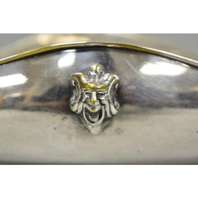 Mid 20th Century Vintage Regency Style Italian Arg 1000 Silver Plated Compote Fruit Bowl W/ Faces For Sale - Image 5 of 18