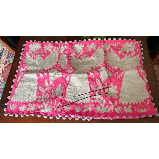 Mexico Otomi Hand Embroidered Pillow Covers With Tassels a Pair For Sale In Chicago - Image 6 of 9